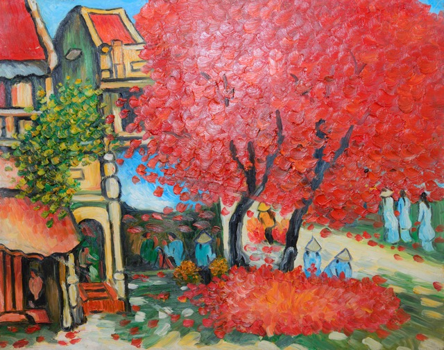 Tranh Sơn Dầu Mùa Tết